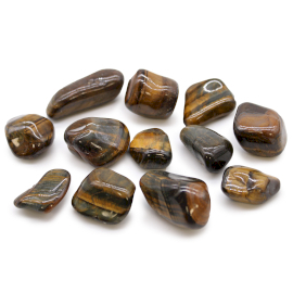 12x Medium African Tumble Stones - Tigers Eye - Variegated