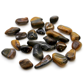 24x Small African Tumble Stones - Tigers Eye - Variegated