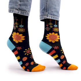 3x Hop Hare Bamboo Socks  - Mandala Flowers S/M