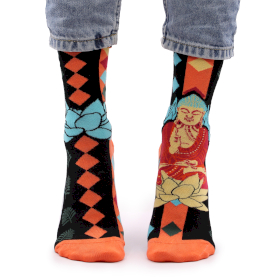 3x Hop Hare Bamboo Socks  - Blue Buddha & Lotus S/M