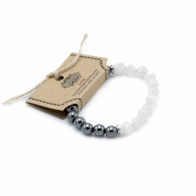 3x Faceted Gemstone Bracelet - Magnetic Rose Quartz