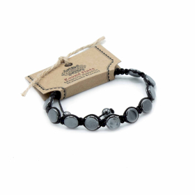 3x Magnetic Hematite Shamballa Bracelet - Round  Flats