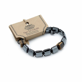 3x Magnetic Hematite Shamballa Bracelet -  Tiger Eye Cuboids