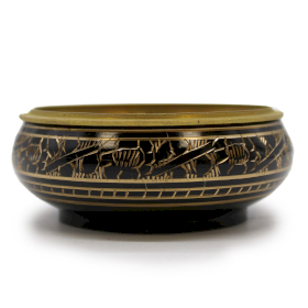 Brass Carved Charcoal Incense Jar