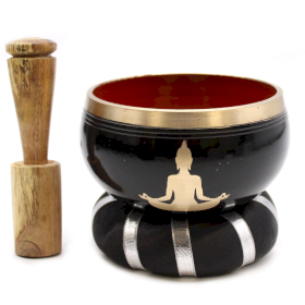 Buddha Singing Bowl Set- Black/Orange 10.7cm