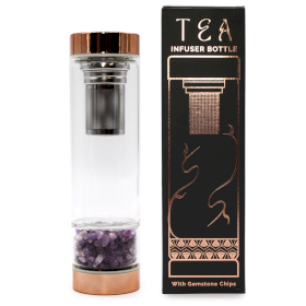 Crystal Glass Tea Infuser Bottle - Rose Gold - Amethyst