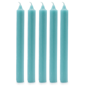 100x Bulk Solid Colour Dinner Candles - Rustic Aqua - Pack of 100