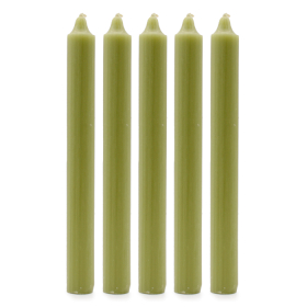 100x Bulk Solid Colour Dinner Candles - Rustic Olive - Pack of 100