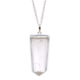 Gemstone Flat Pencil Pendant - Rock Quartz