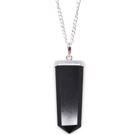 Gemstone Flat Pencil Pendant - Black Agate