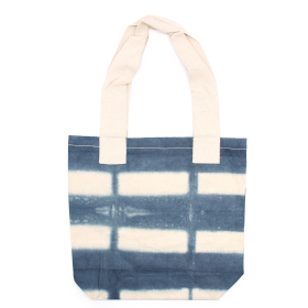 Natural Tie-Dye Cotton Bag (8oz) - 38x42x12cm - Grey Blocks - Natural Handle
