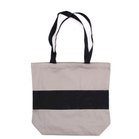 Two Tone Cotton Bag - 38x42x12cm - Grey & Black - 10oz