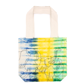 Tye-Dye Cotton Bag (6oz) - 38x42x12cm - Elephants - Multi - Natural Handle