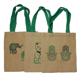 6x Large Jute Tote Bag - 3 assorted designs