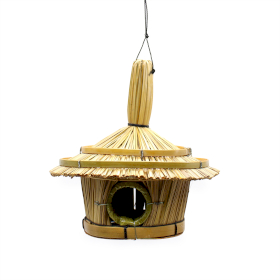 6x Small Round Seagrass Bird House 17x17cm