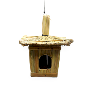 6x Small Square Seagrass Bird House 18x13cm