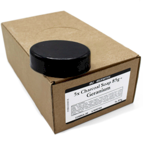 5x Charcoal Soap 85g - Geranium - White Label
