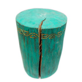 Tribal Stool / Table - Albasia - Turquoise - Damaged