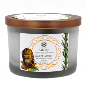 Sweet Ginger and Tiger Eye Gemstone Candle - Vitality