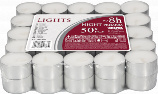 50x Pack of 50 Unscented Tealight - 8h