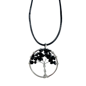 Tree of Life Pendant - Black Agate