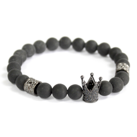 3x Crystal Crown / Black Agate - Gemstone Bracelet