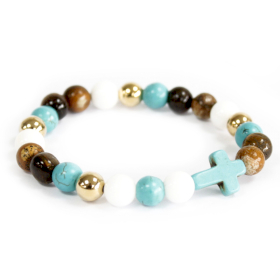 3x Turquoise Howlite Cross / Royal Beads - Gemstone Bracelet