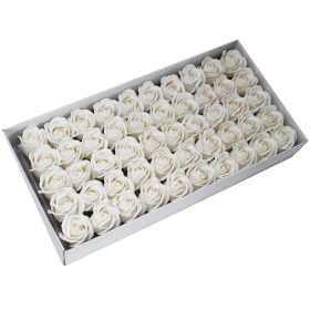 50x Flower Soap for Craft - Med Rose - White