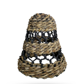 Small Natural Banana Leaf & Hitam Raffia Lamp Shade - H:25xD:20cm