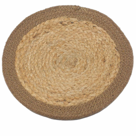 4x Natural Place Mat - Jute & Cotton 30cm - Natural Border