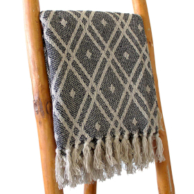 Boho Comfort Throws -125x150cm - Black & Beige Regency