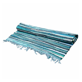 Large Aqua Blues Rag Rug - 150x90cm