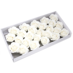 25x Flower Soap for Craft - Lrg Rose - White