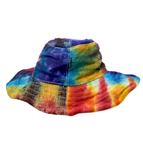 3x Patched and Wired Hemp & Cotton Boho Festival Hat - Tie-Dye