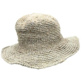 3x Hand-Knitted Hemp & Cotton Boho Festival Hat - Natural