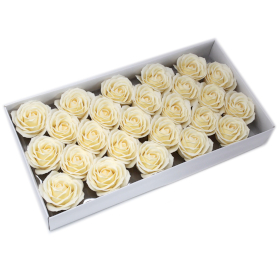 25x Flower Soap for Craft - Lrg Rose - Ivory