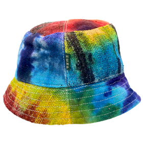 3x Patched Hemp & Cotton Boho Festival Hat - Tie-Dye