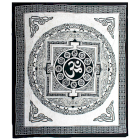 Double Cotton Bedspread + Wall Hanging - Mono - Om Mandala