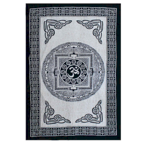 Single Cotton Bedspread + Wall Hanging - Mono - Om Mandala