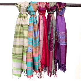 10x Lrg Indian Boho Scarves - 75x180cm - Random Purples