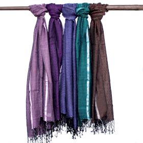 10x Lrg Indian Boho Scarves - 75x180cm - Random Colours with Gold Thread