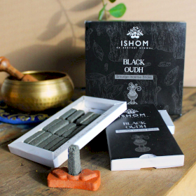 12x Pack of 15 Natural Incense Smudge Bricks and Burner - Black Wood