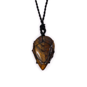 Laced Gemstone Teardrop Pendant - Tiger Eye