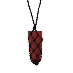 Laced Gemstone Flat Point Pendant - Red Jasper