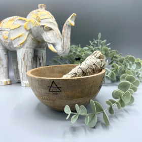 3x Wooden Smudge and Ritual Offerings Bowl - Four Elements - 14x7cm