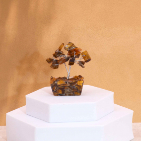 12x Mini Gemstone Trees On Orgonite Base - Tiger Eye (15 stones)