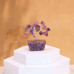 12x Mini Gemstone Trees On Orgonite Base - Amethyst (15 stones)