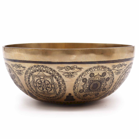 Tibetan Healing Engraved Bowl - 21cm - 7 Chakra & Flower of Life