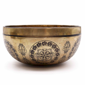 Tibetan Healing Engraved Bowl - 21cm - 5 Buddhas