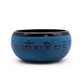 Earth Powder Singing Bowl - Blue Mantra Five Buddha - 16cm